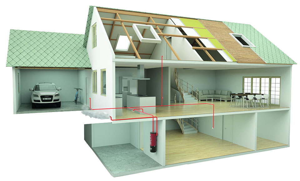 Seitenansicht Haus mit Zentralstaubsauger